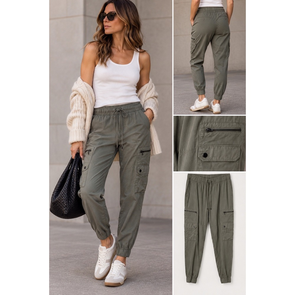 Banana Republic Large Olive Cargo Jogger Pants Utility Gorpcore Quiet Luxury